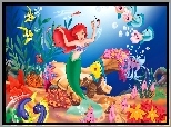 Mała Syrenka, The Little Mermaid, Ariel, Woda, Rybki