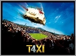 Taxi 4, samochód, stadion, mecz, kibice