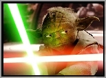 Yoda, Star Wars, twarz, laser