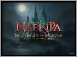 The Chronicles Of Narnia, zamek, księżyc, noc, napis