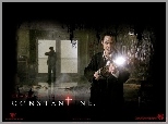 Constantine, Keanu Reeves, pistolet, okno