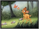 Bajka, Filma animowany, Bambi, Las, Mgła, Motyle