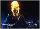 Ghost Rider, czaszka, płonie, łańcuch, miasto