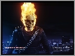 Ghost Rider, czaszka, płonie, łańcuch, miasto