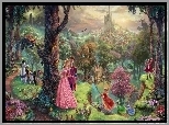 Thomas Kinkade, Disney, Śpiąca Królewna, Sleeping Beauty, Wróżki, Las