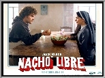 Nacho Libre, Jack Black, Ana Reguera, stół, sałatka