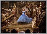 Dziewczyna, Niebieska, Suknia, Schody, Film, Kopciuszek, Cinderella, Aktorka, Lily James