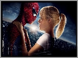 Niesamowity Spider-Man, The Amazing Spider-Man, Kobieta, Postać Gwen Stacy, Aktorka, Emma Stone, Miasto, Noc