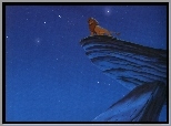 Mufasa, noc, skała, Król Lew, The Lion King
