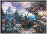 Reprodukcja, Thomas Kinkade, Kopciuszek, Cinderella, Las, Tęcza