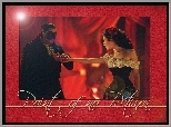 Phantom Of The Opera, Emmy Rossum, Gerard Butler, czerwone, tło