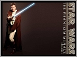 Star Wars, Ewan McGregor, szata, napis, laser