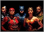 Film, Liga Sprawiedliwości - Justice League, Ray Fisher - Cyborg, Ben Affleck - Batman, Jason Momoa - Aquaman, Ezra Miller - Flash, Gal Gadot - Wonder Woman