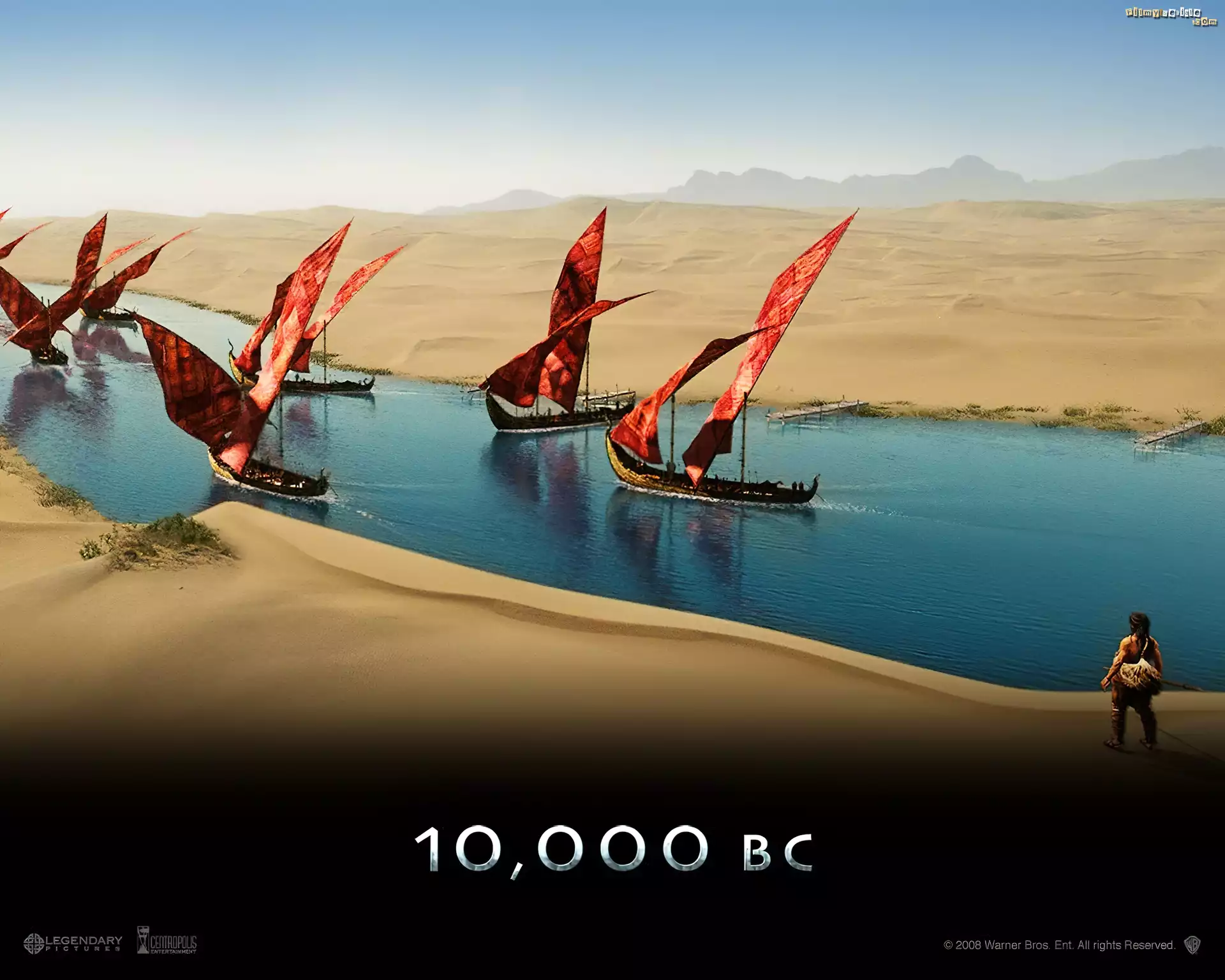 10000 Bc, żagle, rzeka, pustynia
