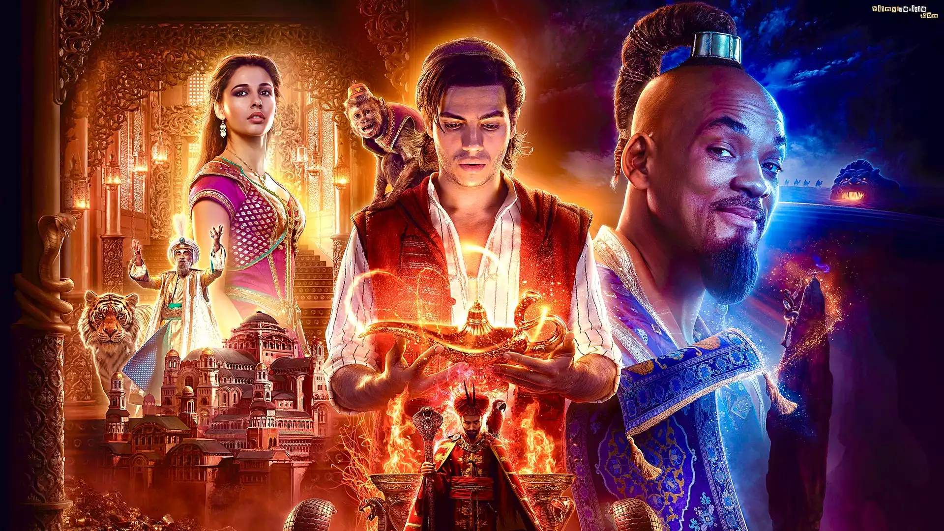 Film, Aladyn, Aladdin, Aktorka, Naomi Scott, Aktor, Mena Massoud, Will Smith