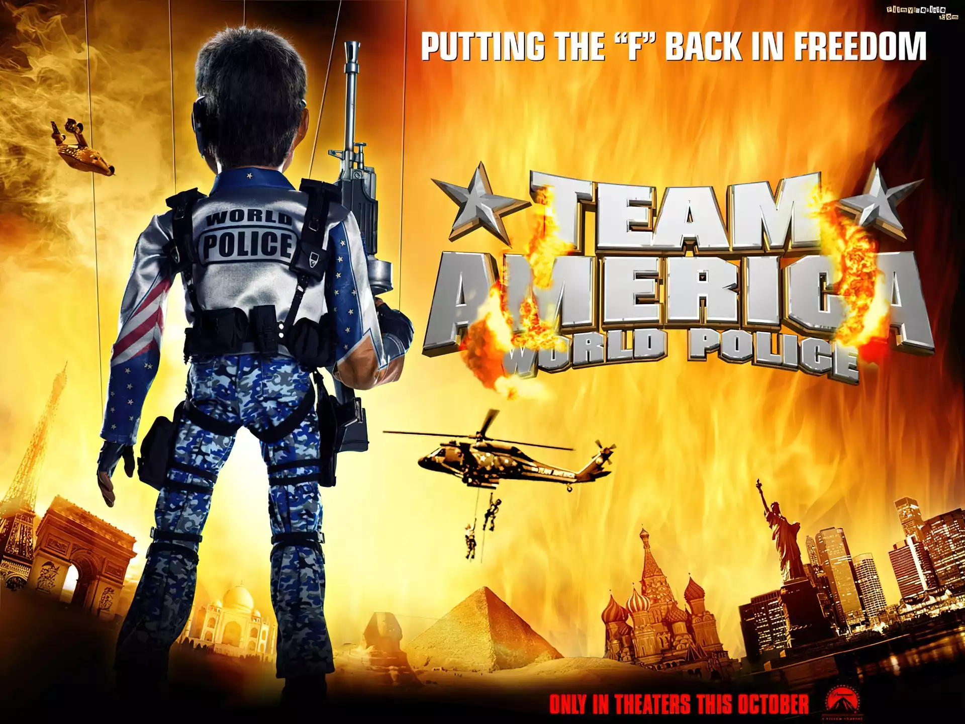 Ekipa Ameryka Policjanci z jajami, Team America World Police, policjant, śmigłowiec