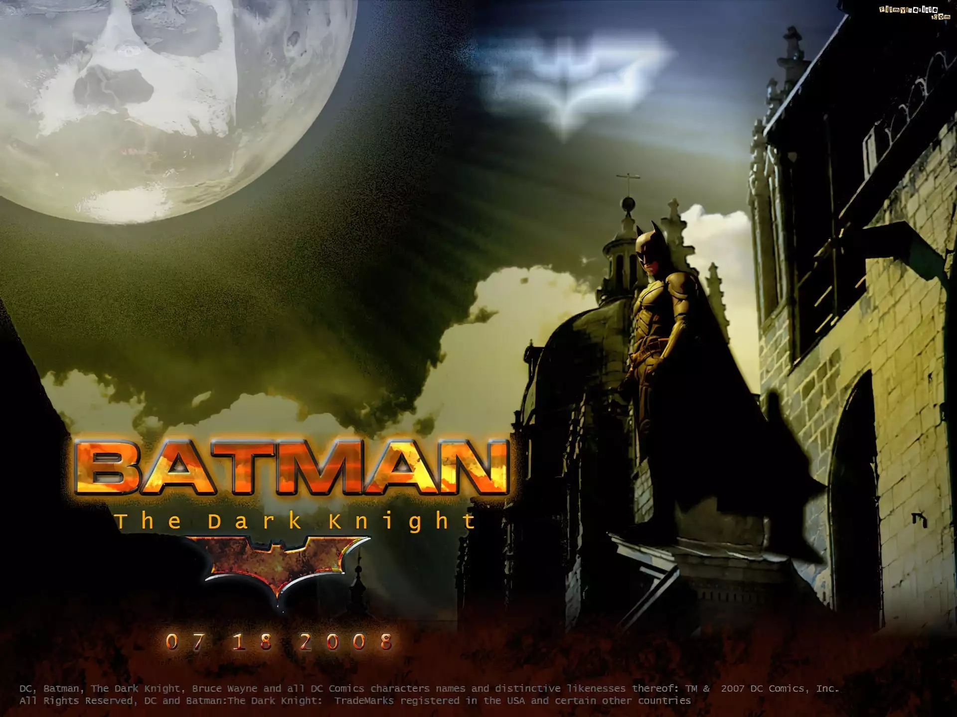 Batman Dark Knight, księżyc, budynek, batman