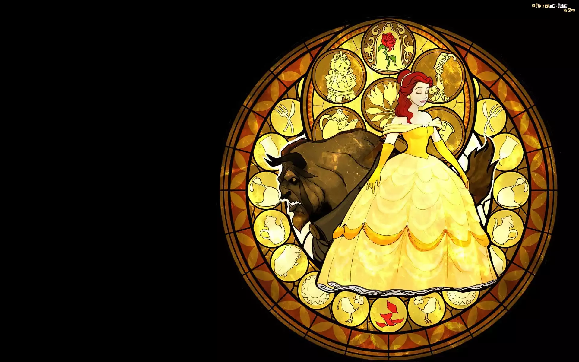 Piękna i Bestia, Beauty and the Beast, Witraż