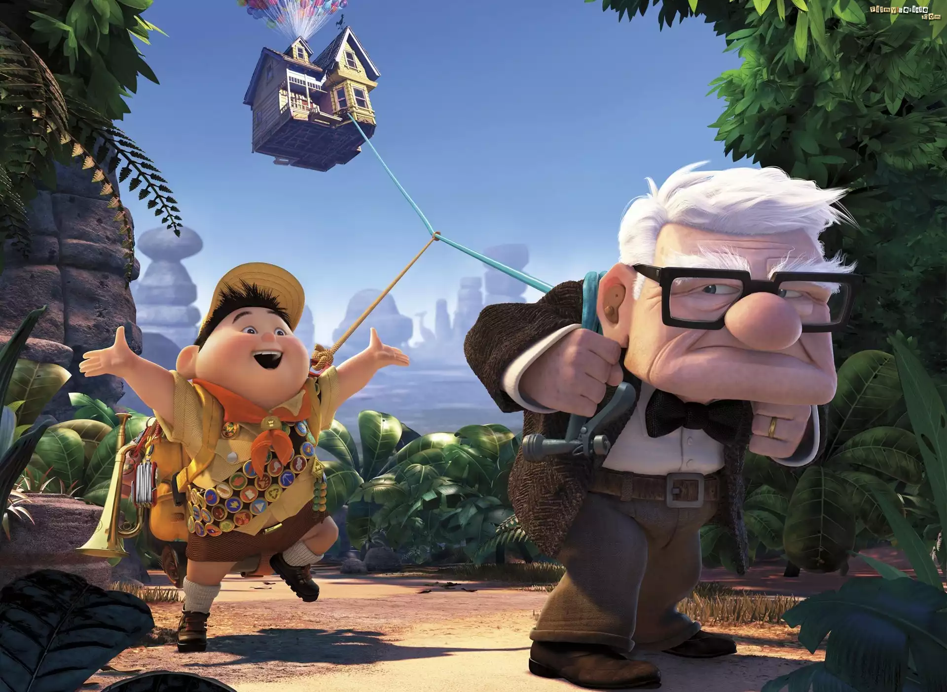 Dziadek Carl Fredricksen, Skaut Russell, Film, Odlot, Up