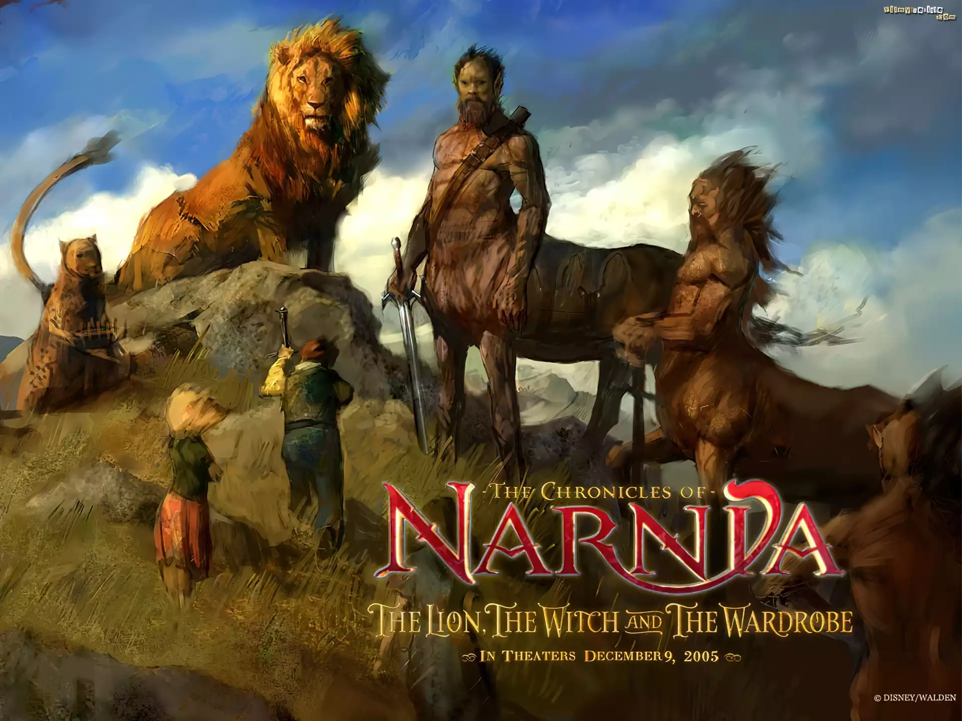The Chronicles Of Narnia, lew, dzieci, napis, centaur