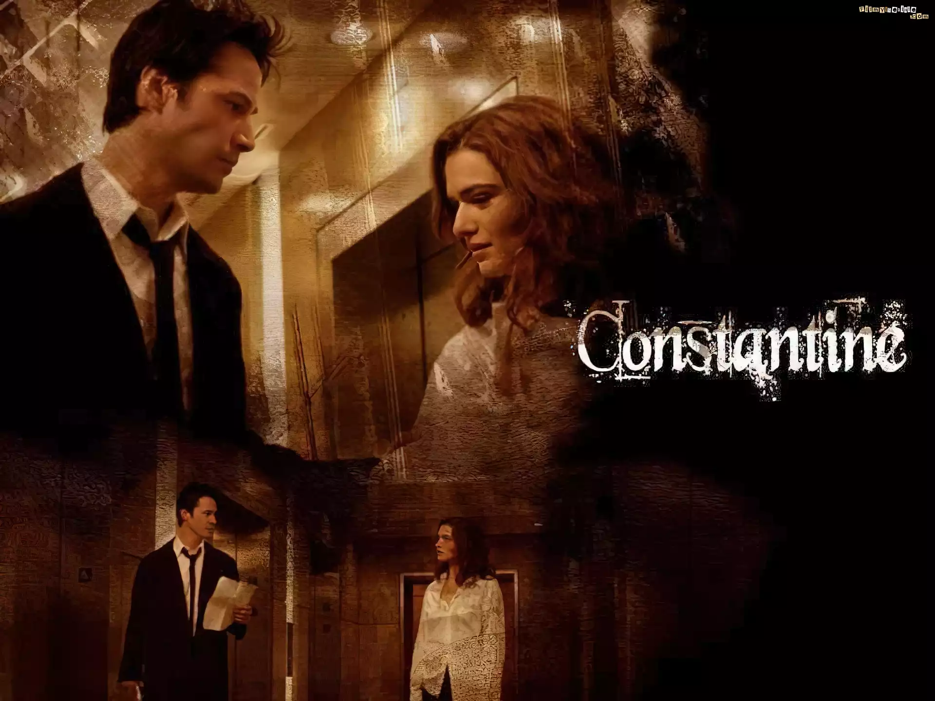 Constantine, Rachel Weisz, Keanu Reeves, drzwi