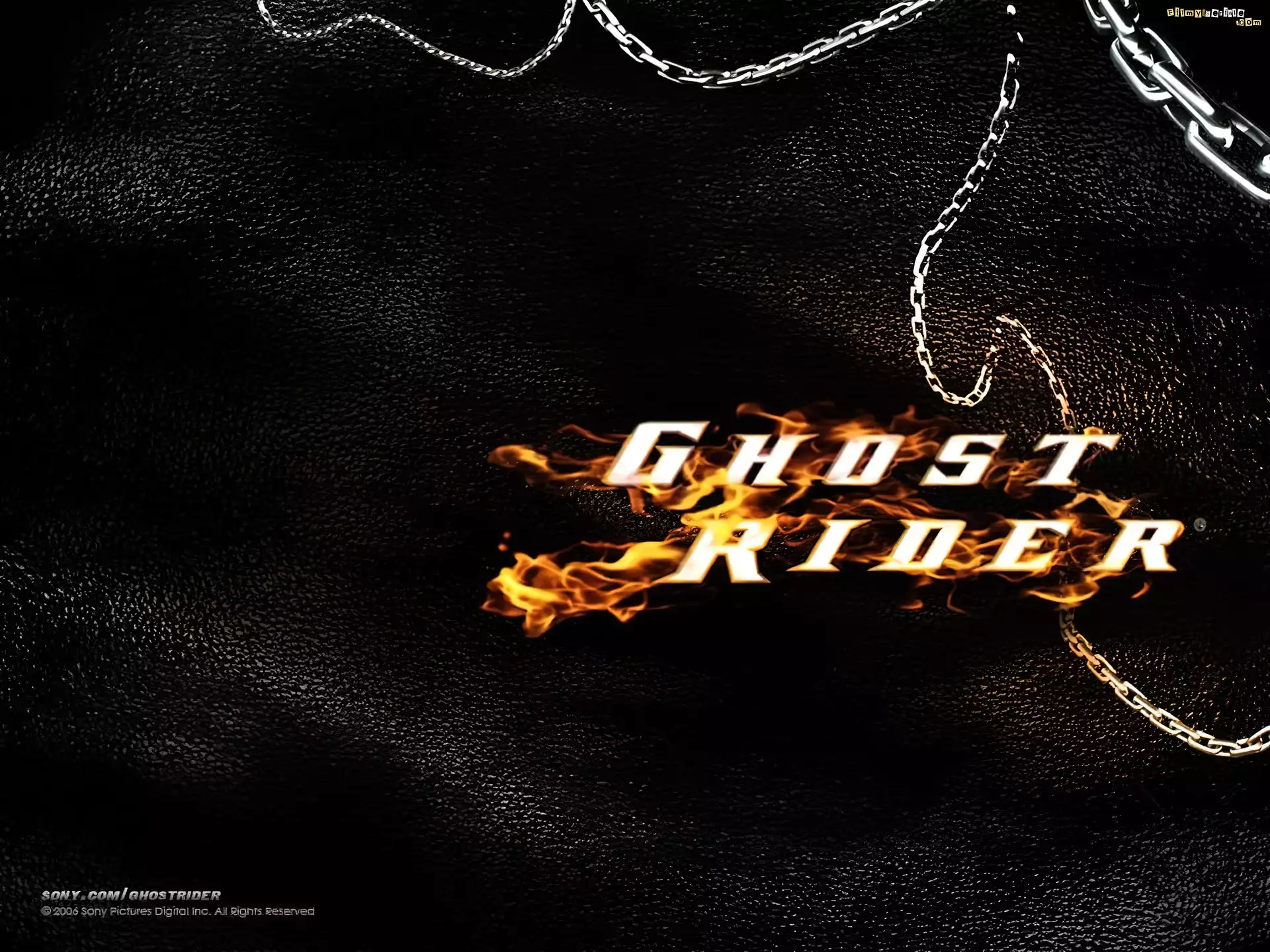 Ghost Rider, płonący, napis, łańcuch