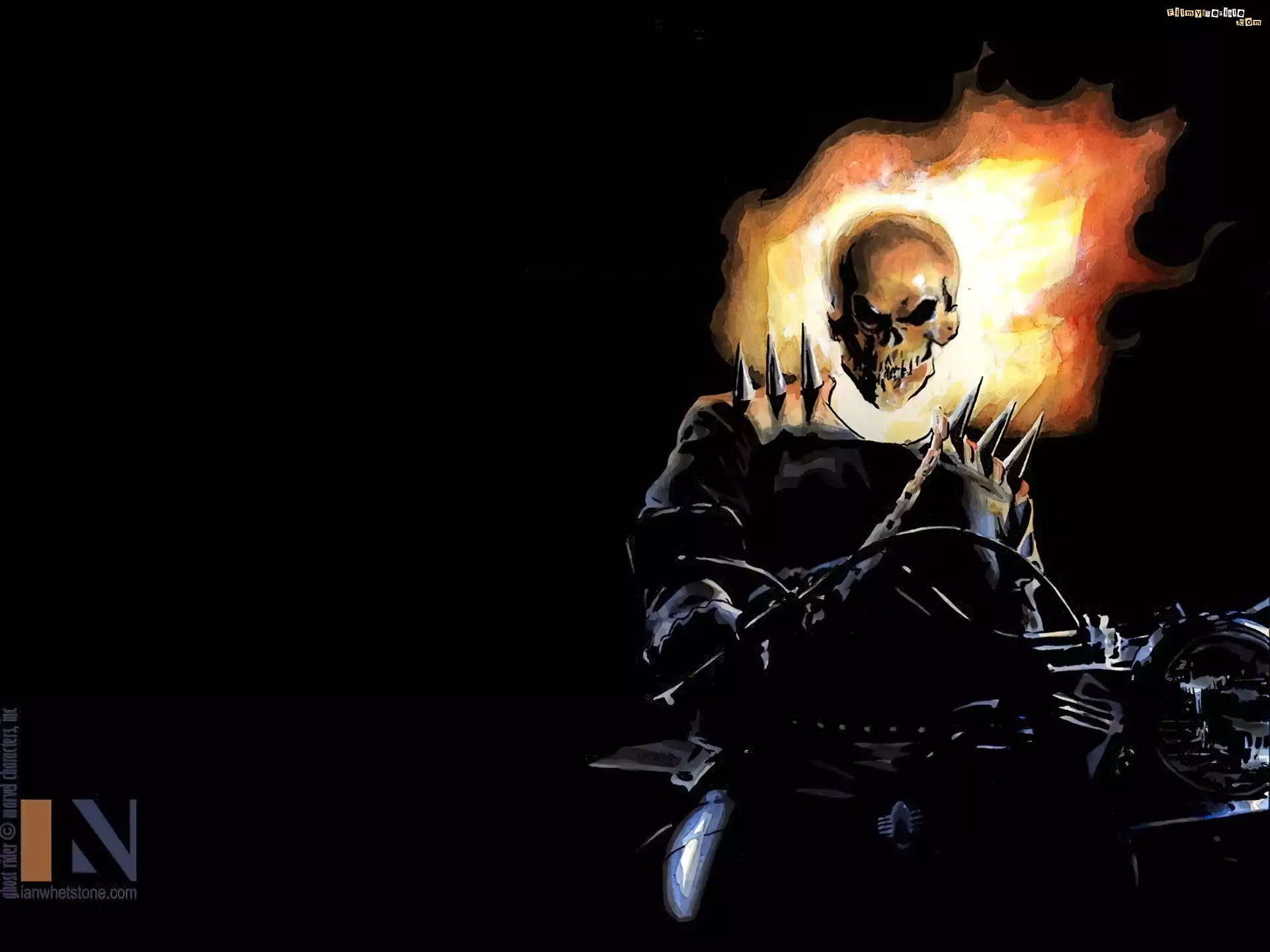 Ghost Rider, Motor, Czarne, Tło, Postać