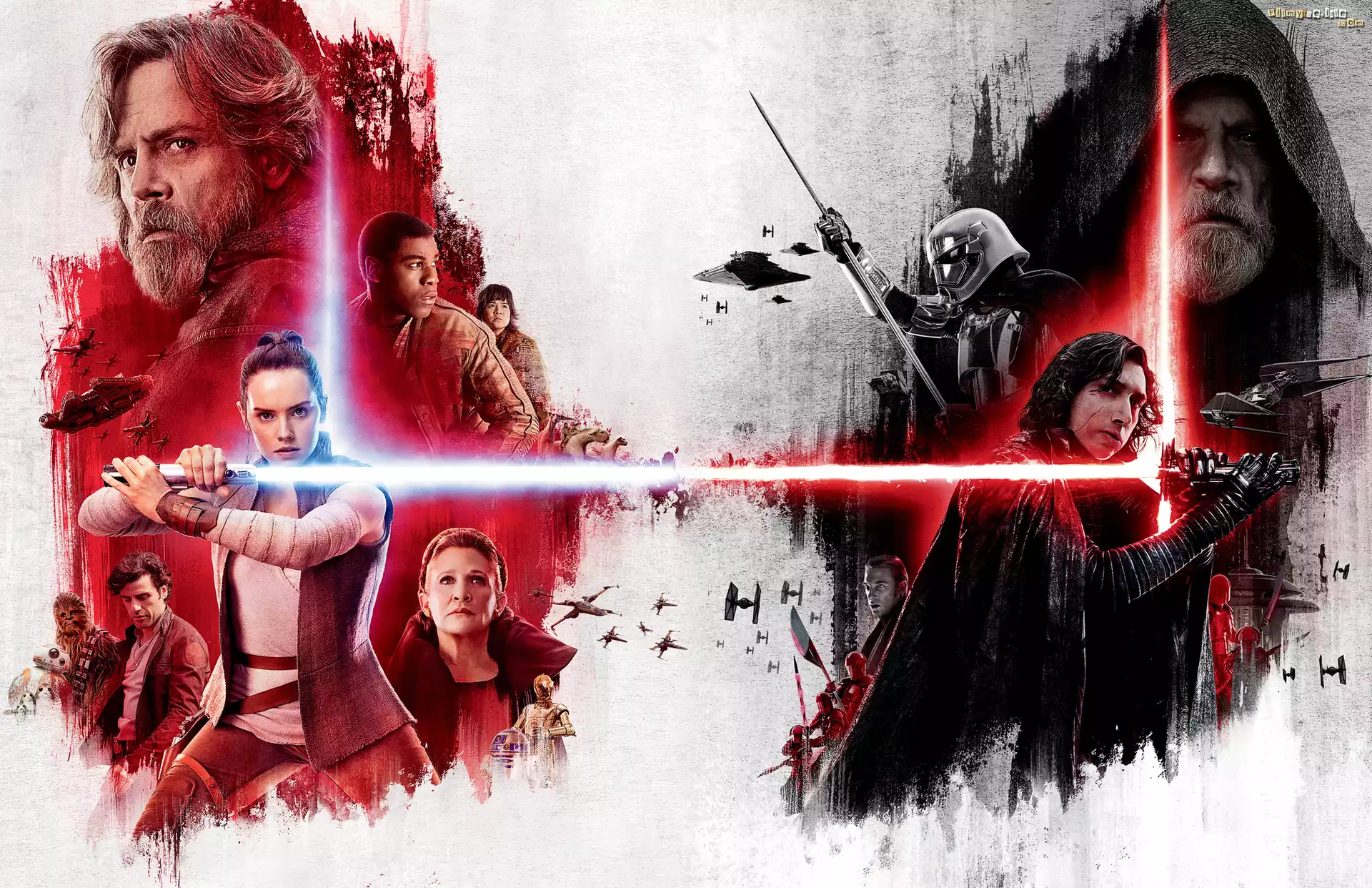 Film, Gwiezdne wojny ostatni Jedi, Star Wars The Last Jedi, Bohaterowie, Miecze, Åšwietlne, Grafika