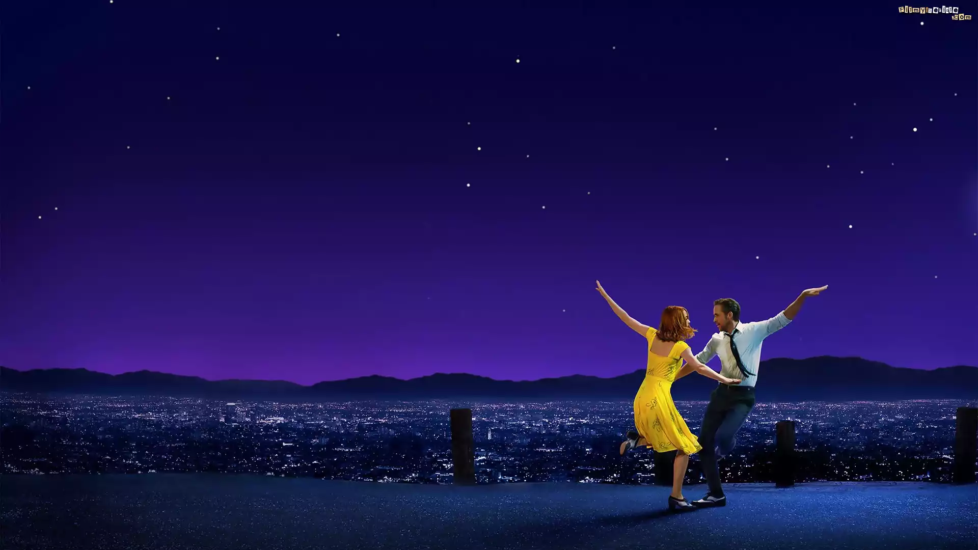 Film, La La Land, Emma Stone, Ryan Gosling, Taniec, Miasto nocÄ…