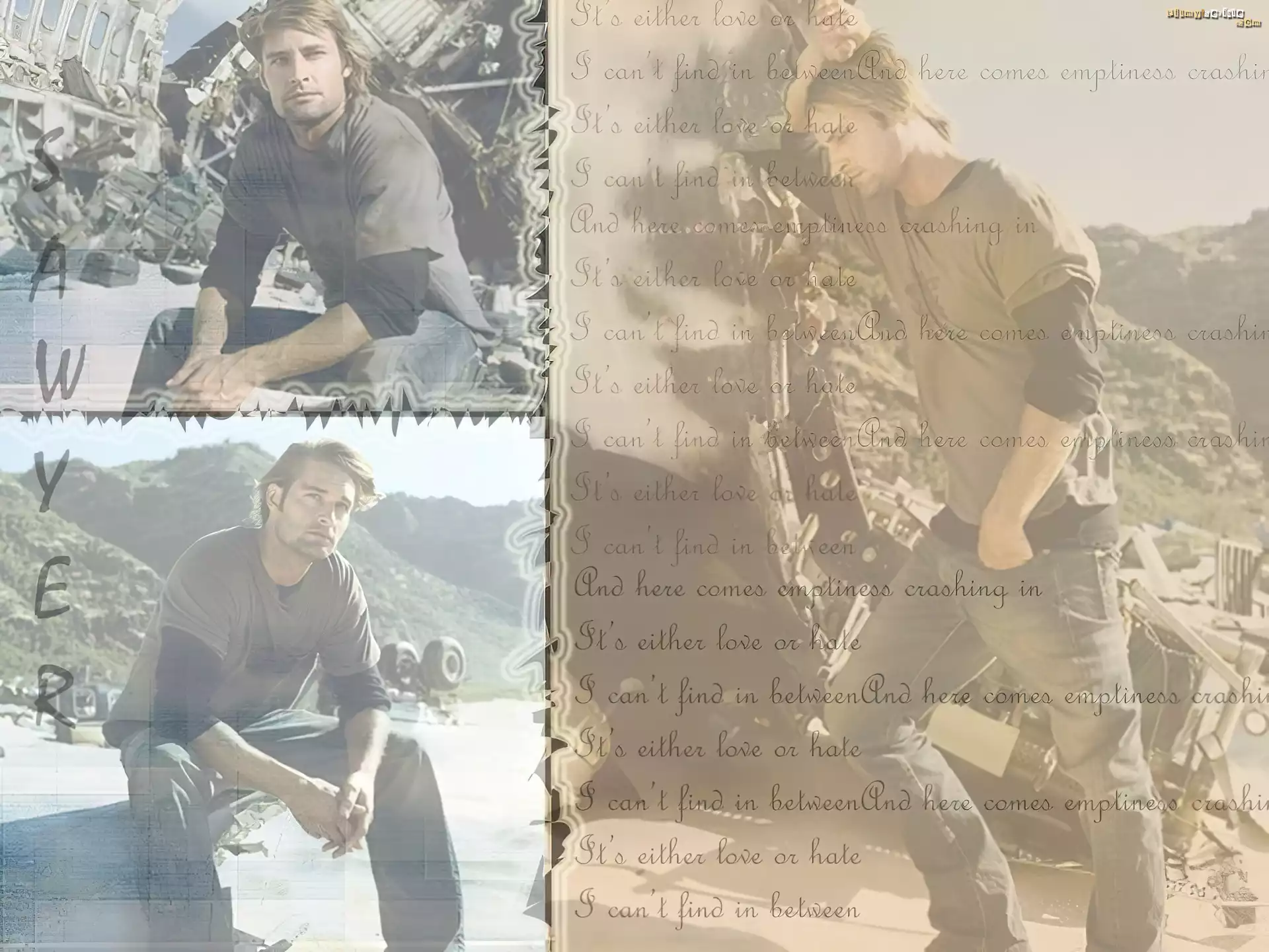 Serial, Lost, Zagubieni, Josh Holloway, rozbity, samolot, napisy