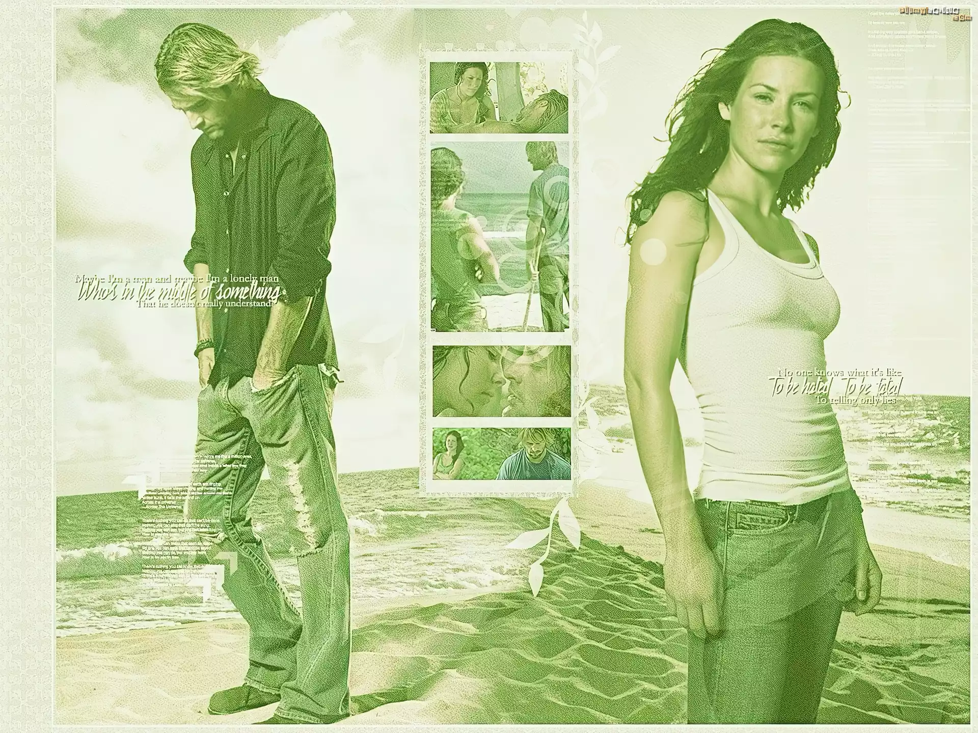 Serial, Zagubieni, Lost, Josh Holloway, Evangeline Lilly, woda, zdjęcia