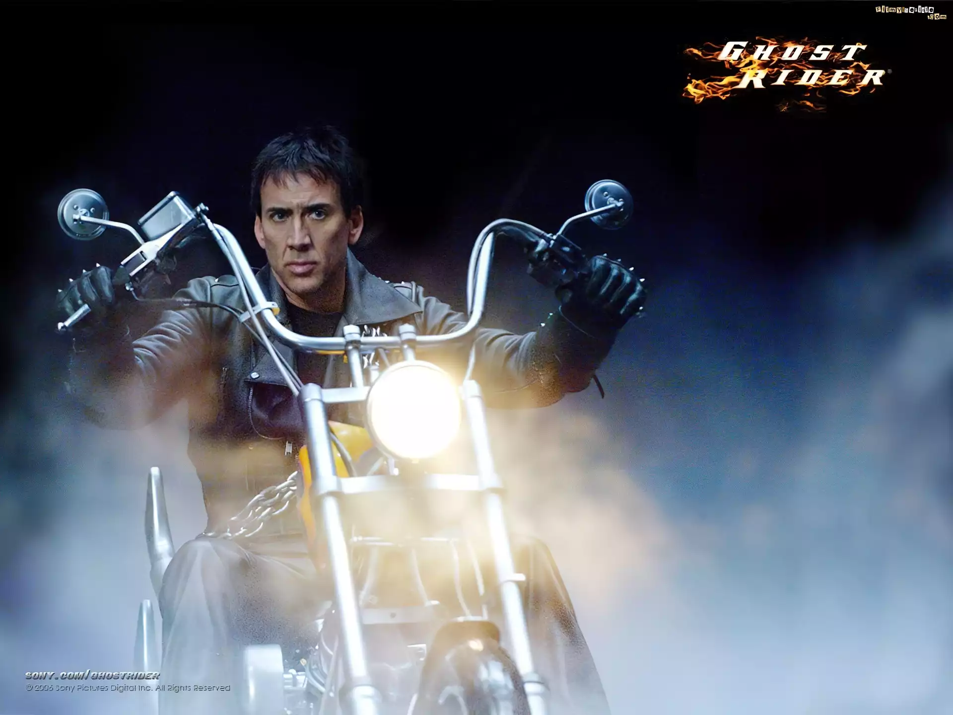 motocykl, dym, Ghost Rider, Nicolas Cage