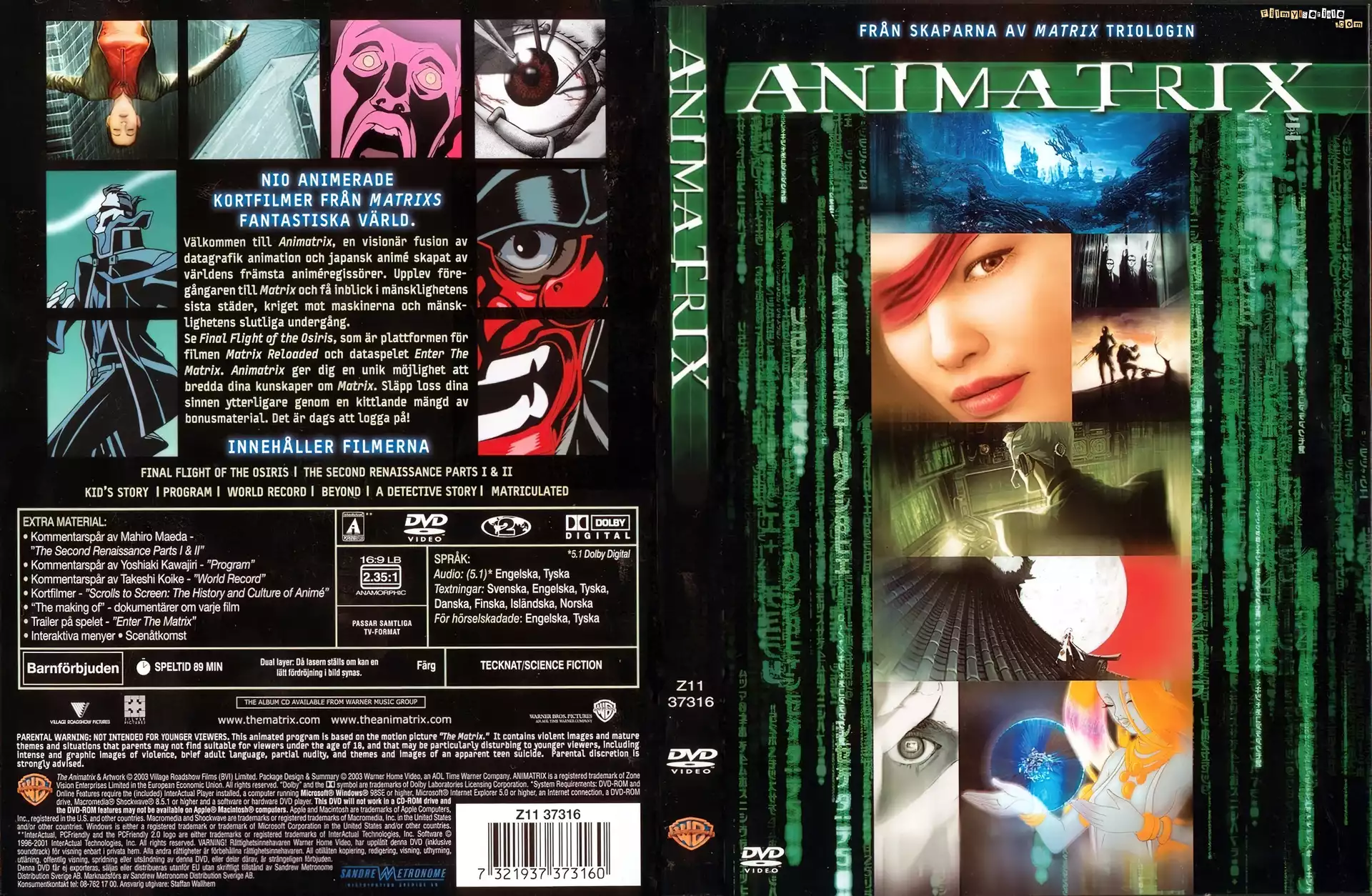 Animatrix, okładka, dvd