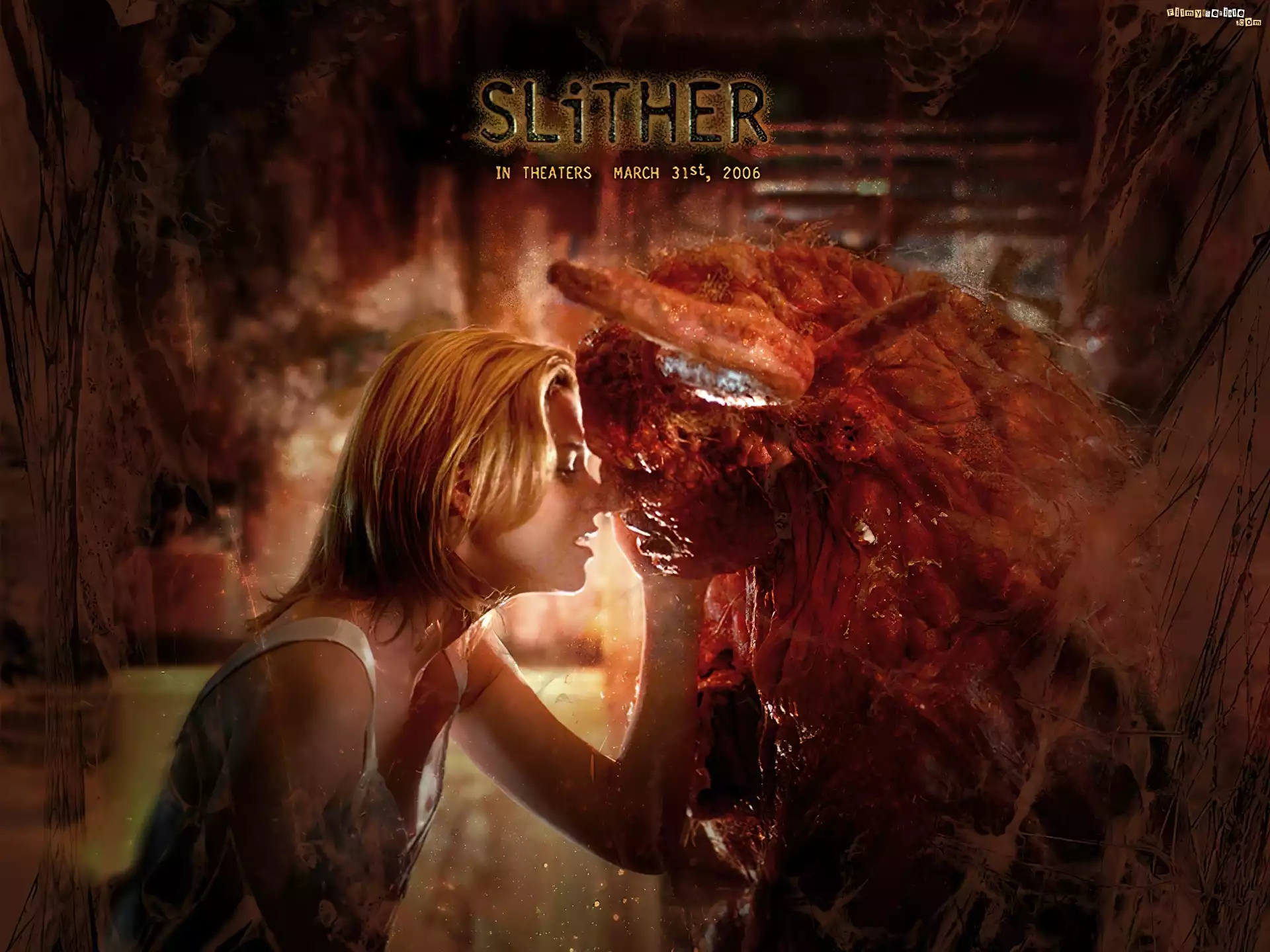 Slither, potwór, kobieta, pocałunek