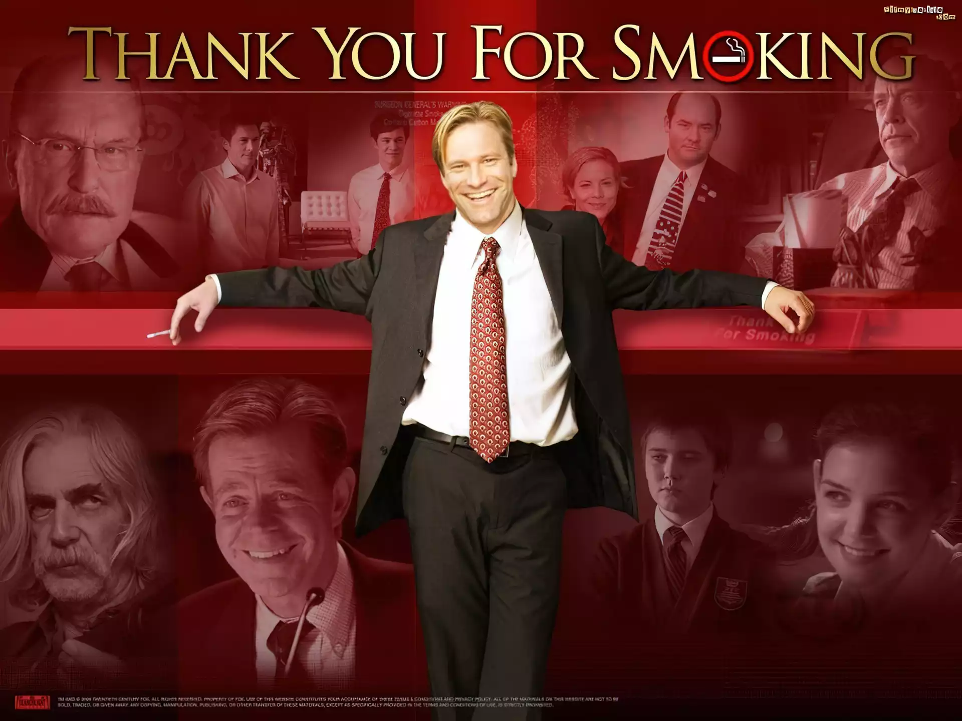 Thank You For Smoking, Aaron Eckhart, Maria Bello, Katie Holmes, Cameron Bright, Sam Elliott, William H. Macy, garnitur