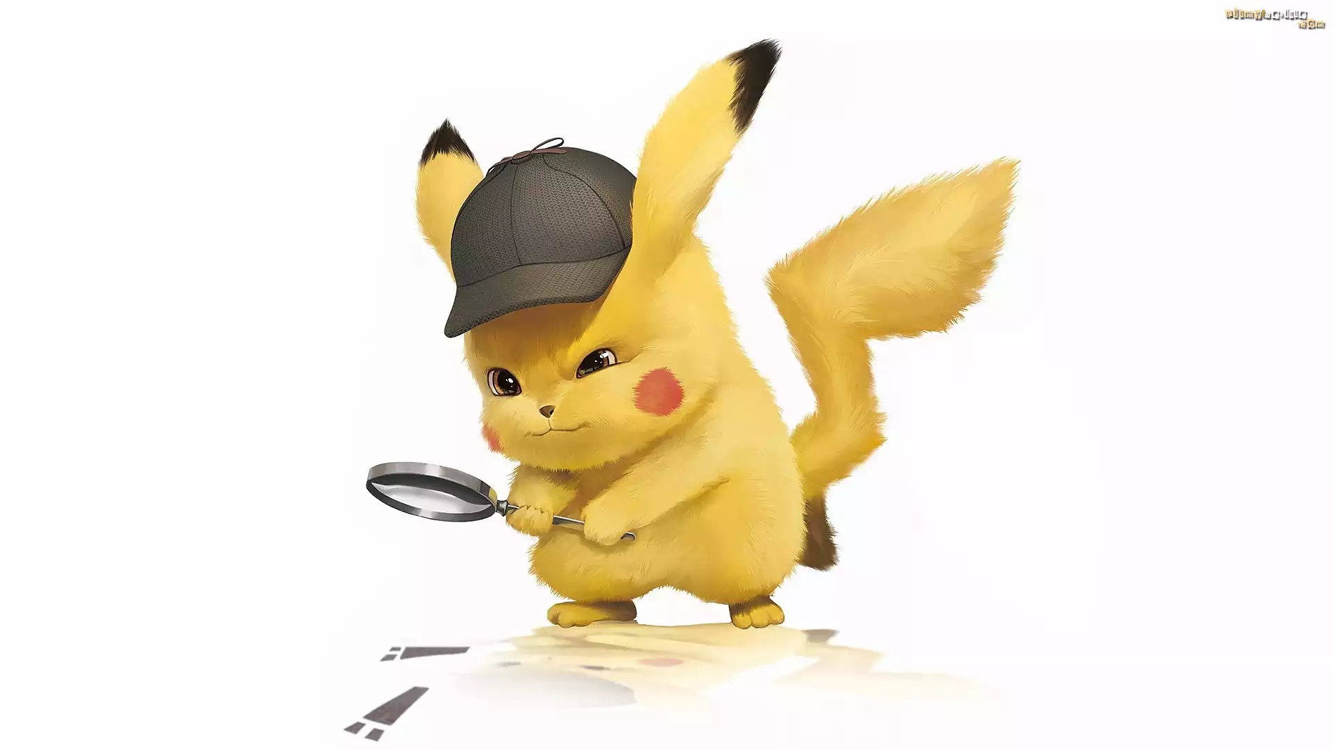 Film, Pokemon Detektyw Pikachu, Pikachu, Lupa, Czapka, Białe tło