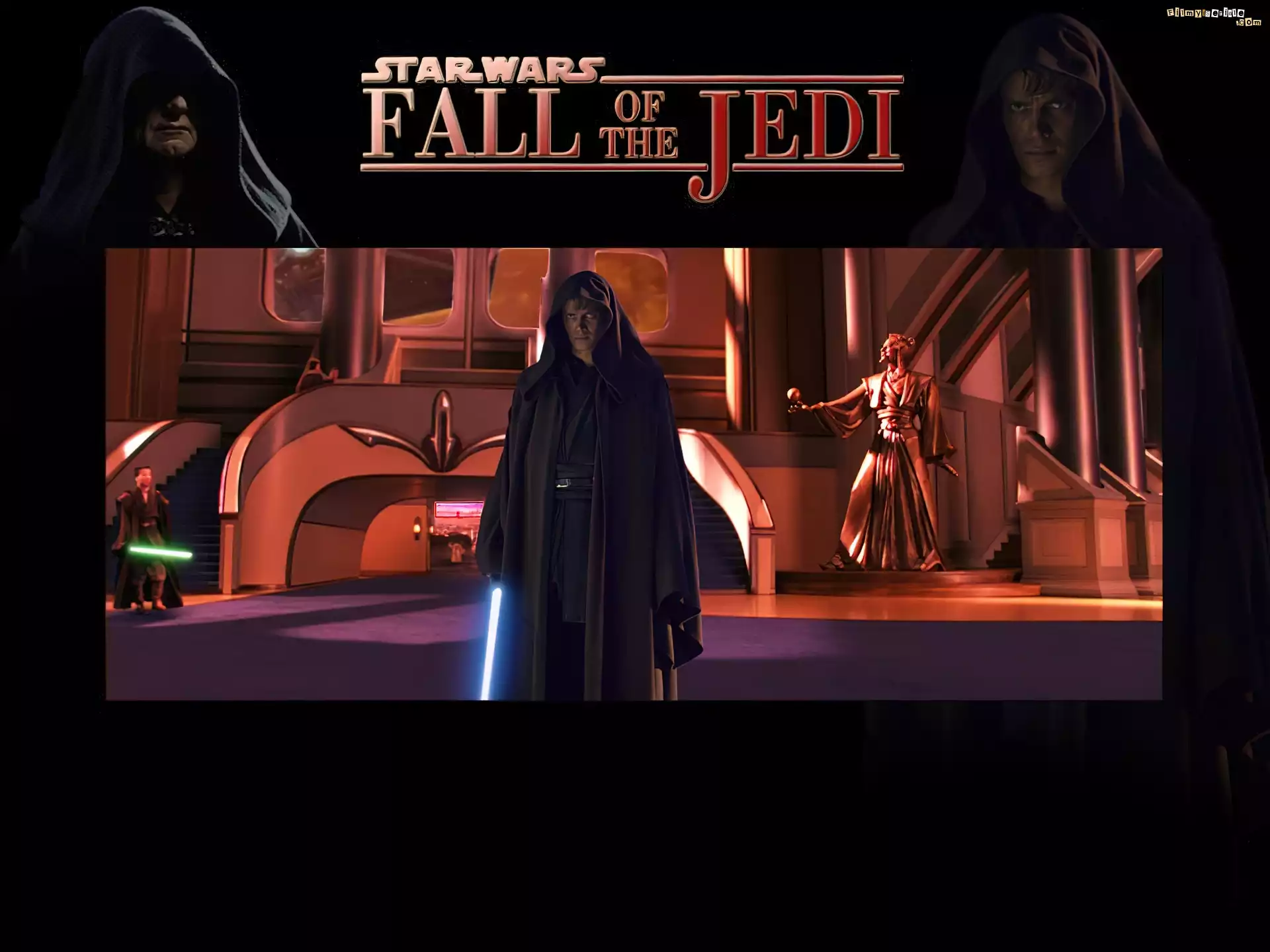 Star Wars, Hayden Christensen, płaszcz, laser, schody